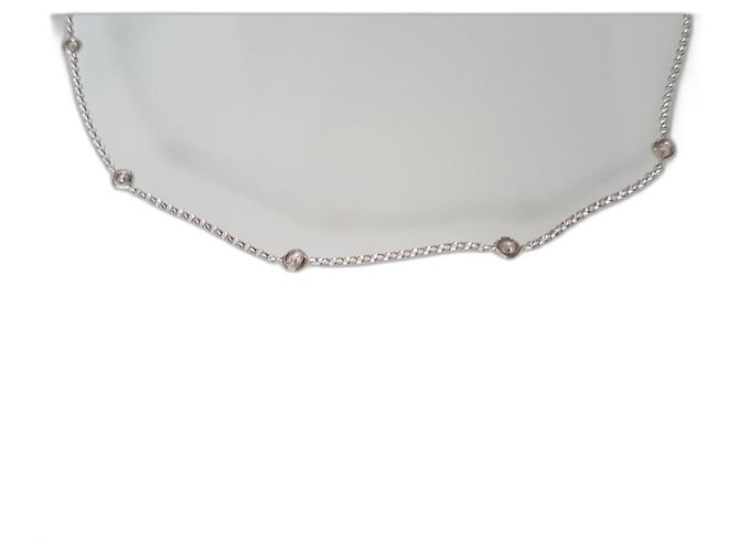 Autre Marque Collar de oro blanco con 7 diamantes 0,19 quilates Hardware de plata
