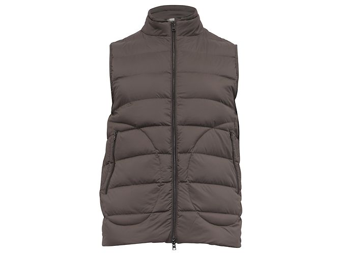 Herno Zipped Down Vest Jacket with Pockets in Grey Polyamide