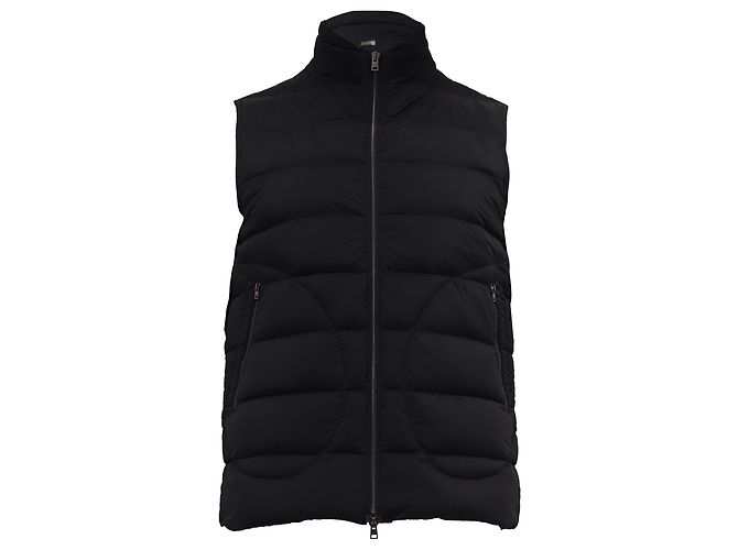 Herno Zipped Down Vest Jacket with Pockets in Black Polyamide