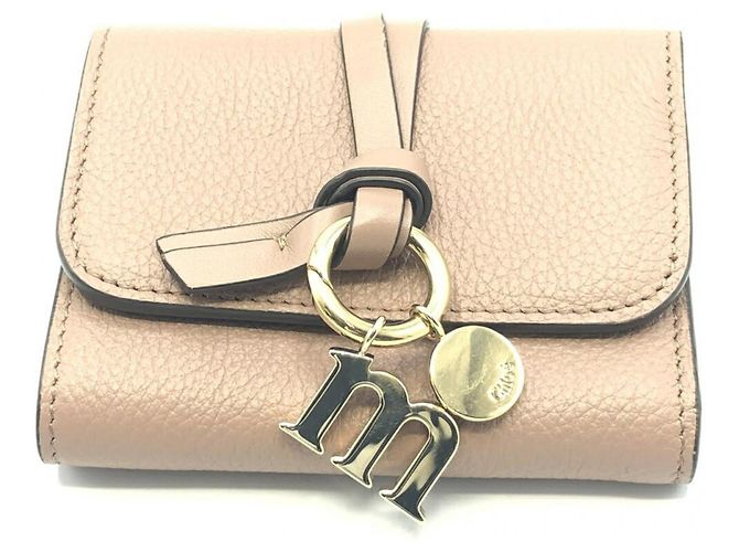 Chloé Chloe Alphabet Trifold Leather Mini Beige