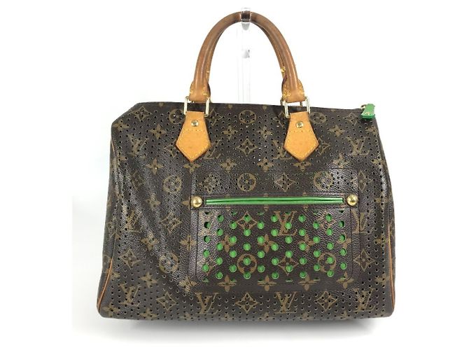 Sac Speedy 30 Monogram Perforé Louis Vuitton Marron Vert Monogramme