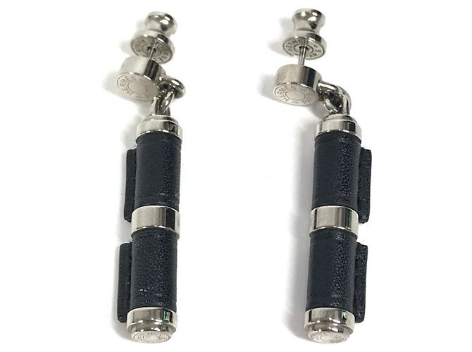 Hermès HERMES Charnière PM Ohrringe Schwarz