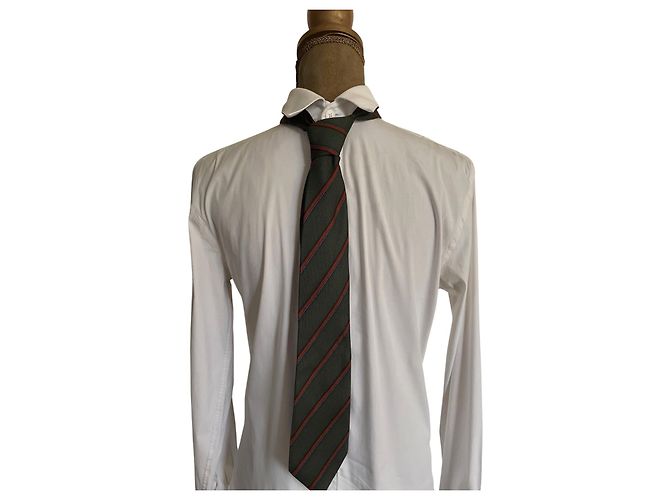 ✨ Striped silk tie by Paco Rabanne – Timeless elegance Red Dark green