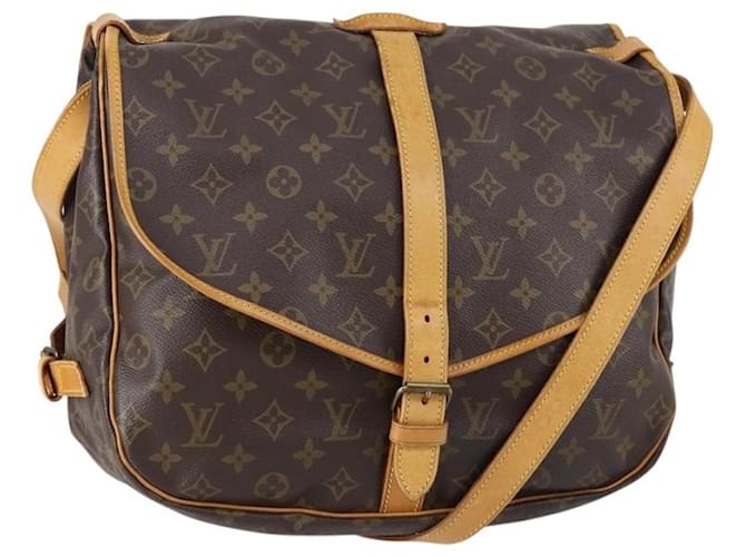 Louis Vuitton Saumur Handbag Monogram Canvas 35 Brown Cloth  ref.2633443