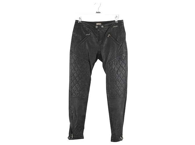 Galliano Schwarze Slim-Fit-Lederhose
