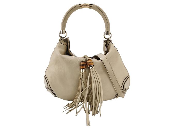 Bolso de mano Gucci Indy de piel crema Crudo