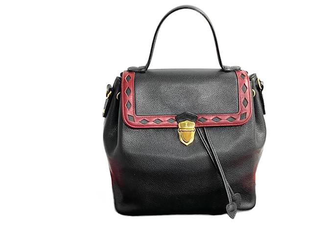 Sac à main en cuir Yves Saint Laurent Noir Rouge 
