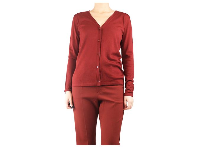 Max Mara Roter dünner Strickcardigan - Größe UK 10