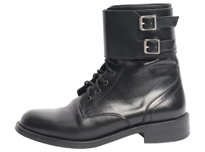 Saint Laurent Black Patti combat boots - size EU 37