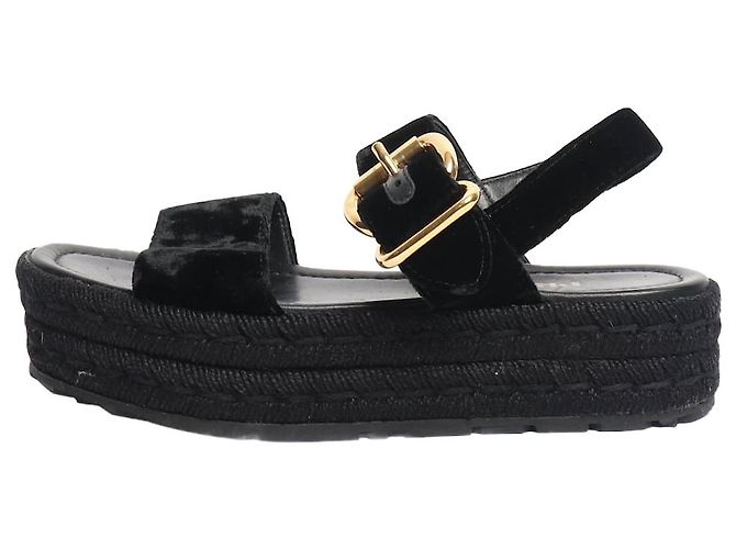 Prada Schwarze Samt-Plateausandalen - Größe EU 37,5