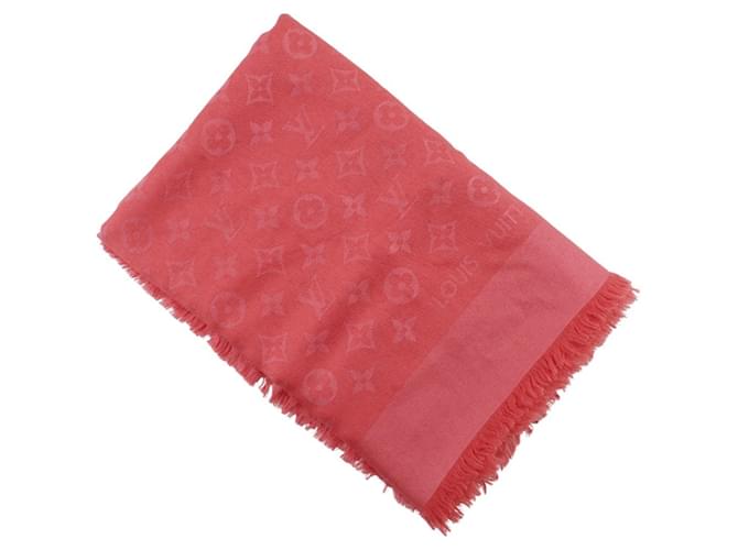 Louis Vuitton Monogram Shawl Red Silk Wool  ref.2633820