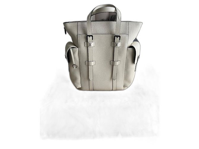 Bolsa tote Louis Vuitton Christopher em couro bege