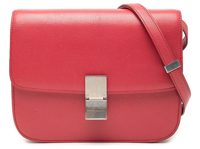 Céline Celine Red Medium Calfskin Classic Box
