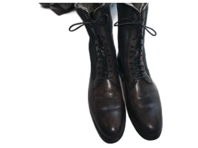 Santoni patinated leather ankle boots 7/5 ITALIAN 42.5 EUROPE LINING