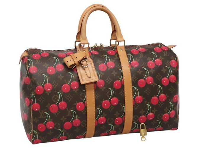 Bolsa Keepall Louis Vuitton Edição Limitada Monogram Cerises 45 Marrom