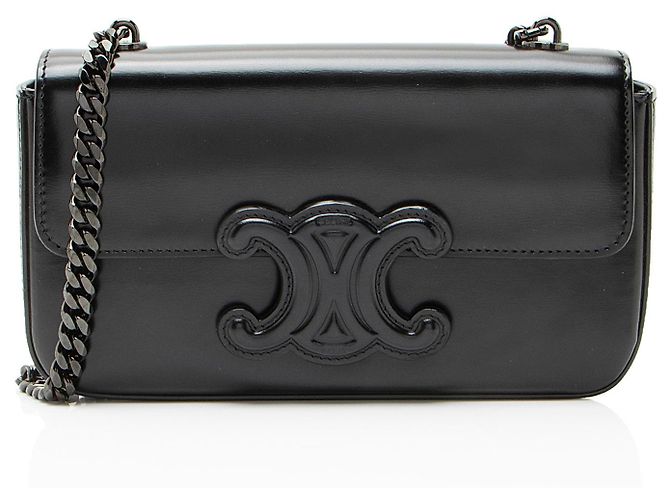 Céline Borsa a spalla Triomphe in pelle di vitello lucida Celine Nero