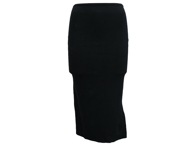Joseph Strick-Midi-Rock mit Schlitz aus schwarzem Polyester