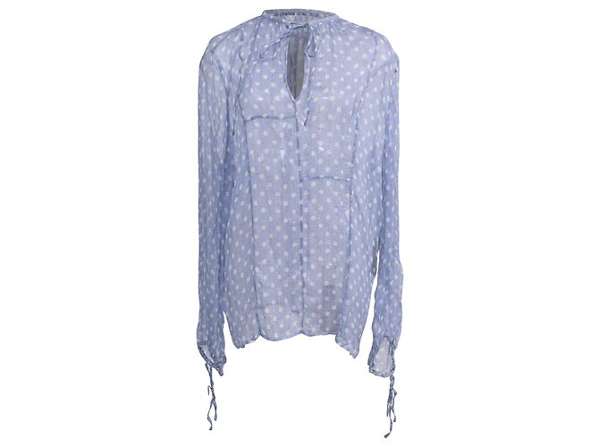 Haider Ackermann Polka Dot Bluse aus hellblauer Seide