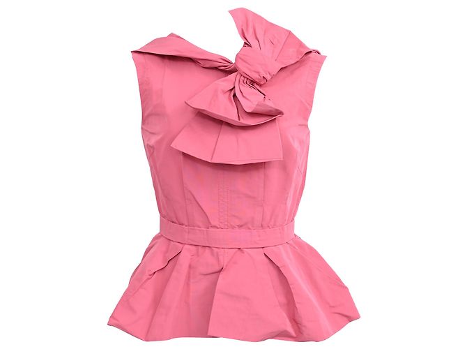 Peplum-Bluse aus rosa Baumwolle mit Schleifendetail von Louis Vuitton Braun Pink