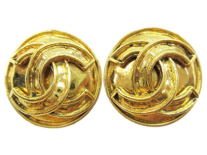 Clip orecchie Chanel CC in metallo D'oro