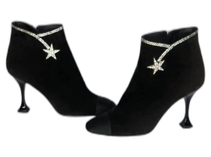 Chanel Comète Botas de Camurça Preta Preto