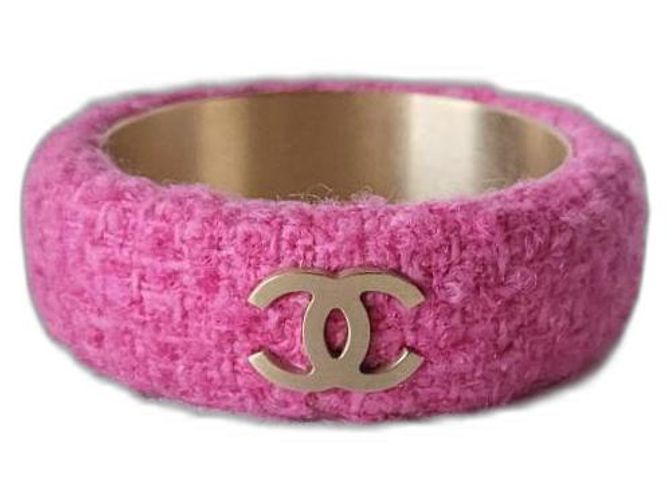 Bracciale Chanel Tweed Bangle Fucsia e Oro D'oro Fuschia