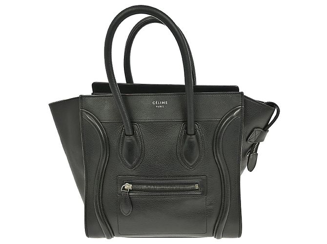 Céline Celine Luggage Bag Smooth Leather Micro Black