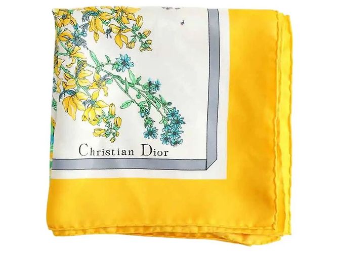 Dior Lenço de seda amarelo
