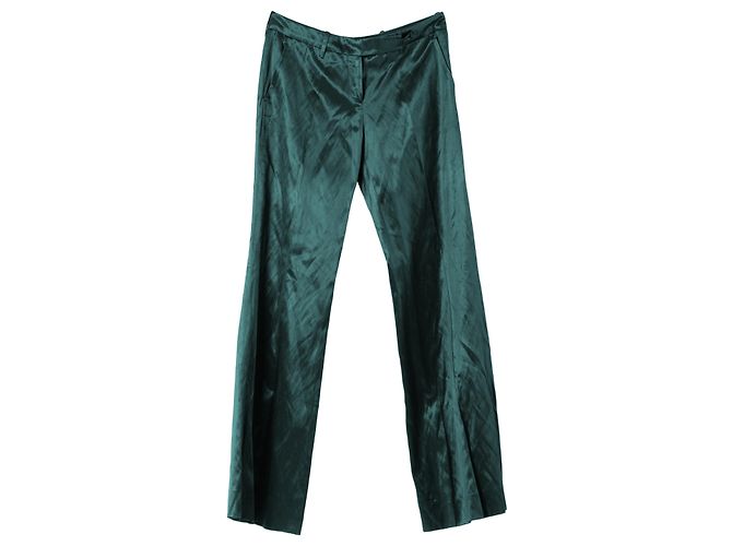 Prada Emerald Satin Tailored Trousers – ’00s Black