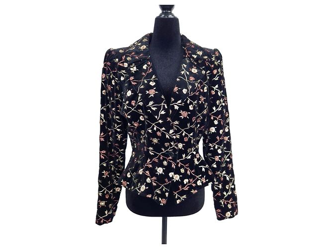 Emanuel Ungaro Ungaro elegant velvet jacket with floral pattern Black