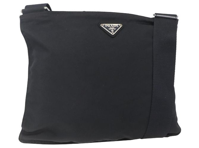 Bolso Mensajero Plano Prada Tessuto Mediano Negro