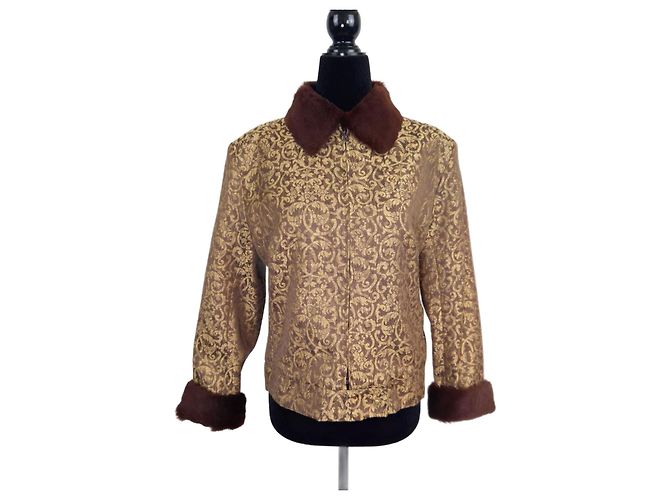 Versace Jeans Couture Versace jacket with brocade pattern Brown Golden