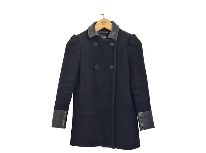 Abrigo Maje Riquette Negro de Lana