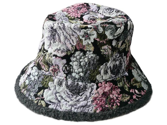 MAISON MICHEL Chapeu de Inverno Jacquart Flores novo superb TL Multicor