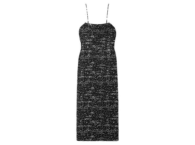 Vestido Slip de Jersey Tibi Scintilla Negro Plata
