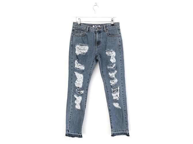 Autre Marque Jeans Distressed SJYP - Etichetta Coreana Cult Blu