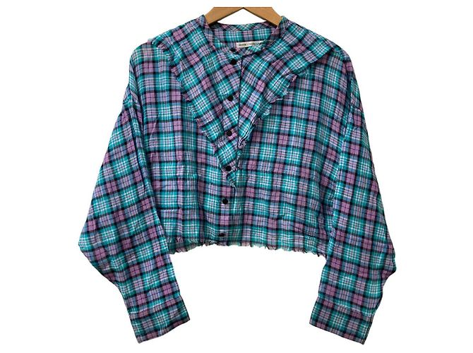 Autre Marque Akane Utsunomiya Check Short Blouse Blue Multiple colors