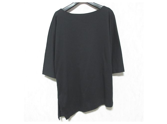 Autre Marque BASILE28 Compact Smooth Asymmetrical Half Sleeve Pullover Black