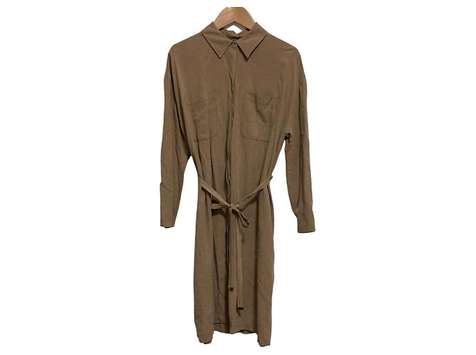 Vestido 100% Seda S Max Mara Marrom Castanho claro