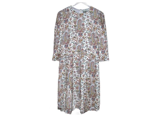 Autre Marque Etro Paisley Rayon Kleid Beige Roh