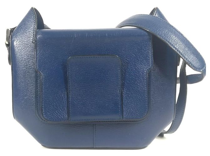 Bolsa de aba octogonal H Logo da Hermès em azul