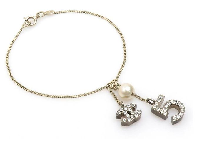 Pulseira de ouro Chanel com pérolas falsas Dourado