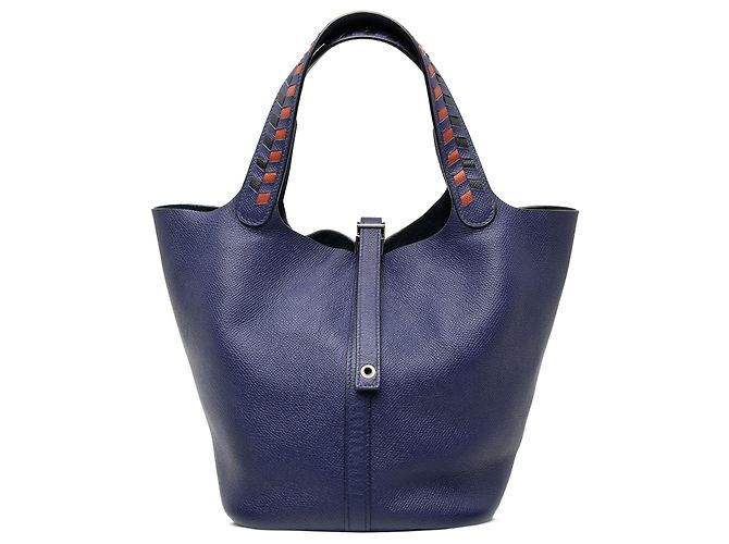 Hermès Picotin Lock 22 en Epsom bleu Tressage
