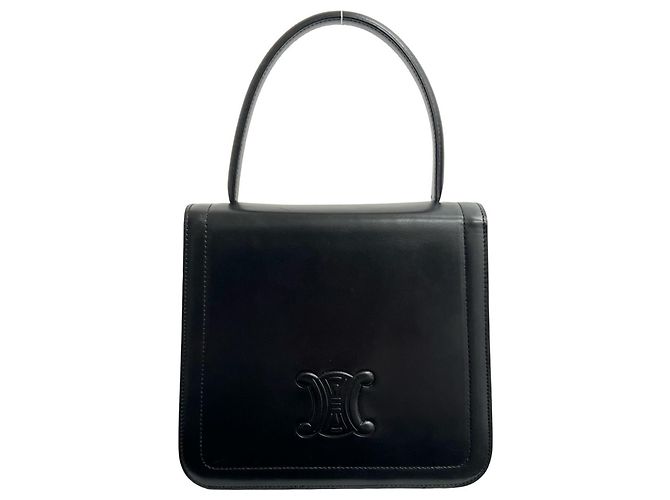 Céline Bolsa tote mini em couro de bezerro com logo Old Triomphe da Celine Preto