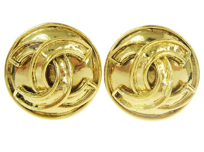 Clip orecchie Chanel CC in metallo D'oro