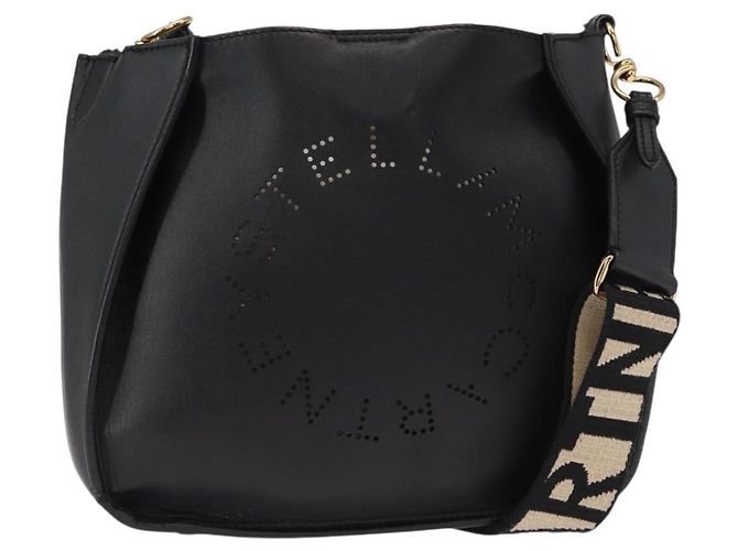 Stella Mc Cartney Borsa a tracolla con logo Stella McCartney in ecopelle perforata piccola Nero