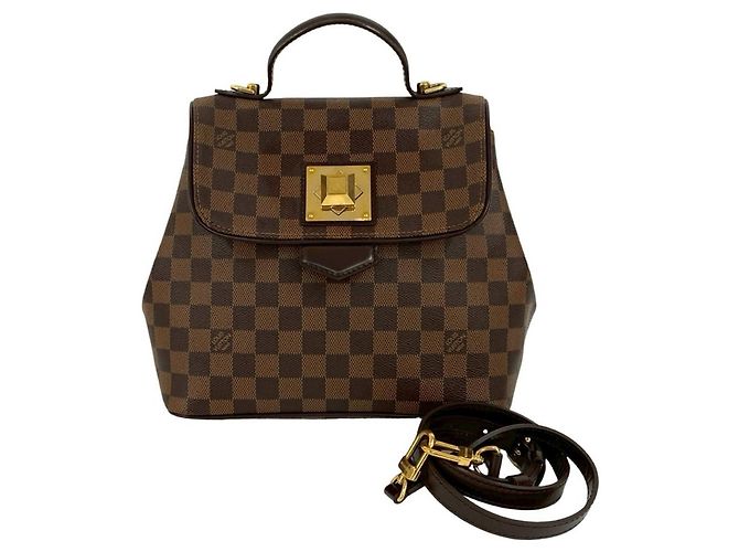 Sac à main en cuir Damier Bergamo PM Louis Vuitton Marron