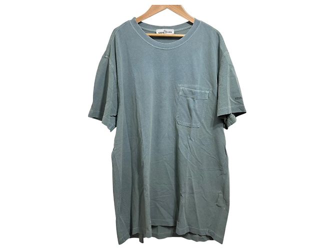 Autre Marque Stone Island Piqué Baumwoll-T-Shirt Grün Hellgrün