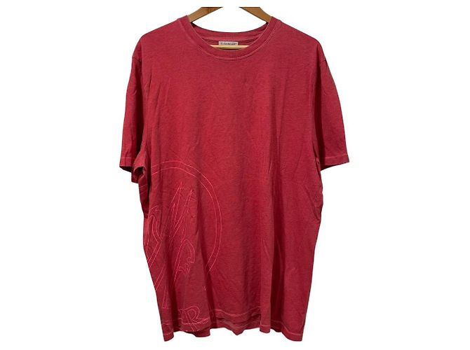 Camiseta de algodón con estampado de logo Moncler Roja