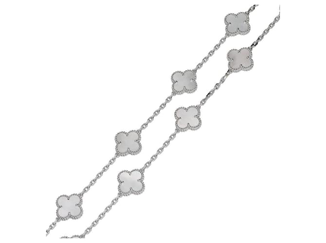 Van Cleef & Arpels Vintage Alhambra K18WG Mother of Pearl Necklace White 